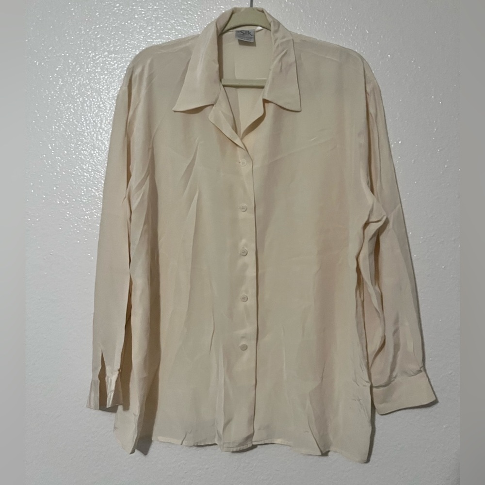 100% silk ivory blouse